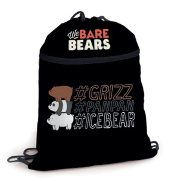 Мешок для сменной обуви Hatber 34х47 см с карманом на молнии 1 отделение -Вся правда о медведях- (We Bare Bears) в индив.упак. , 